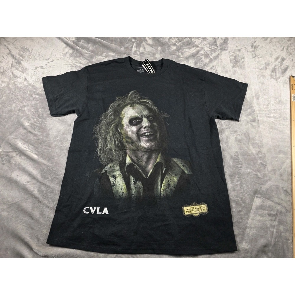 NWT Beetlejuice Michael Keaton Short Sleeve Cotton Black T-Shirt‎ Adult 2Xl